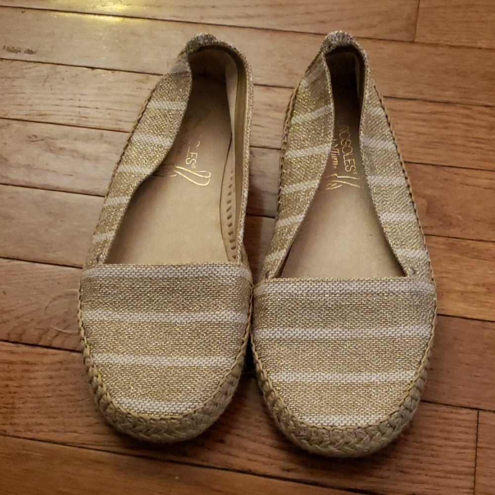 Gold canvas comfort espadrilla flats